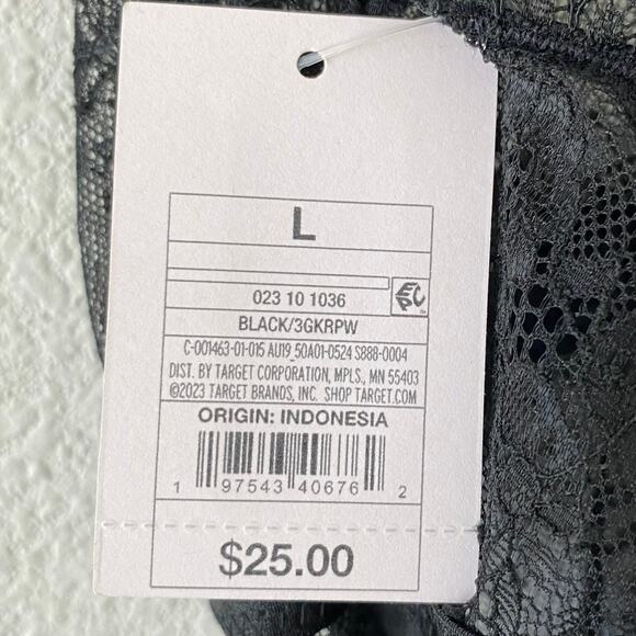 NEW AUDEN Black Lingerie Sheer Lace Contrast Thong Bodysuit Large Adjustable - Picture 3 of 4